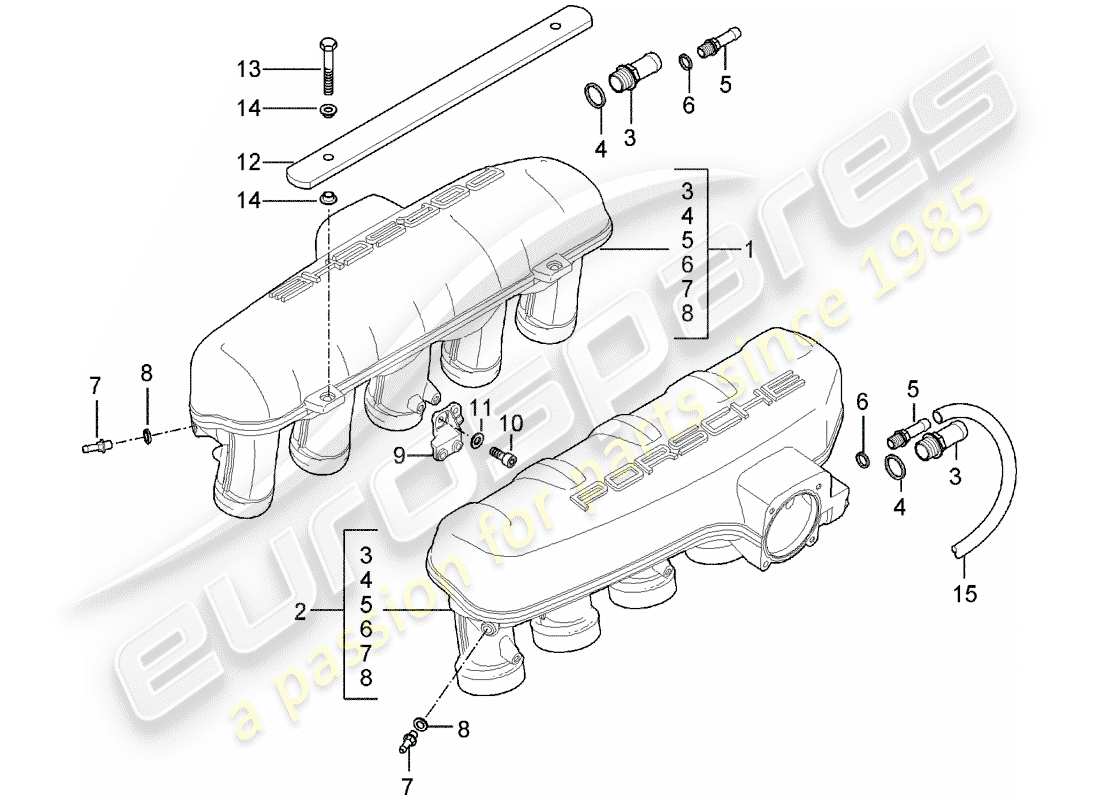 porsche 2005 (carrera gt) ansaugluftverteiler teilediagramm