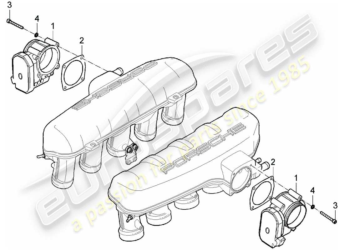 porsche 2005 (carrera gt) drosselklappengehäuse - teilediagramm