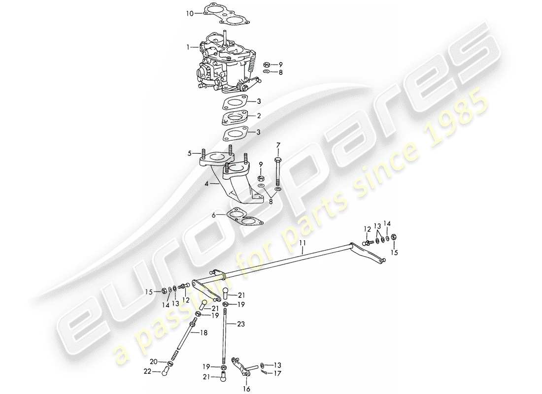 porsche 1965 (911/912) vergaser - system - mit: - solex-40 pii-4 ersatzteildiagramm