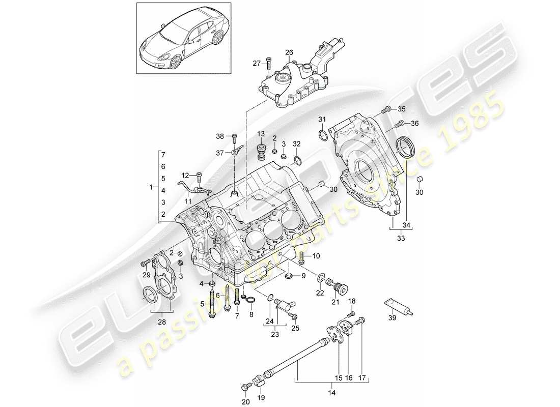 porsche 2015 (panamera 970) kurbelgehäuse-teilediagramm