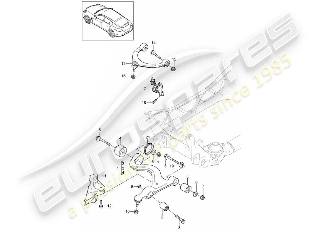 porsche 2012 (panamera 970) teilediagramm für querlenker