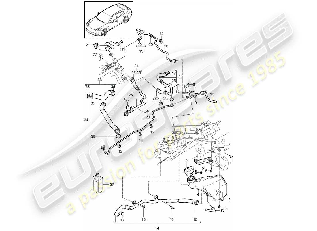 porsche 2012 (panamera 970) wasserkühlung teilediagramm