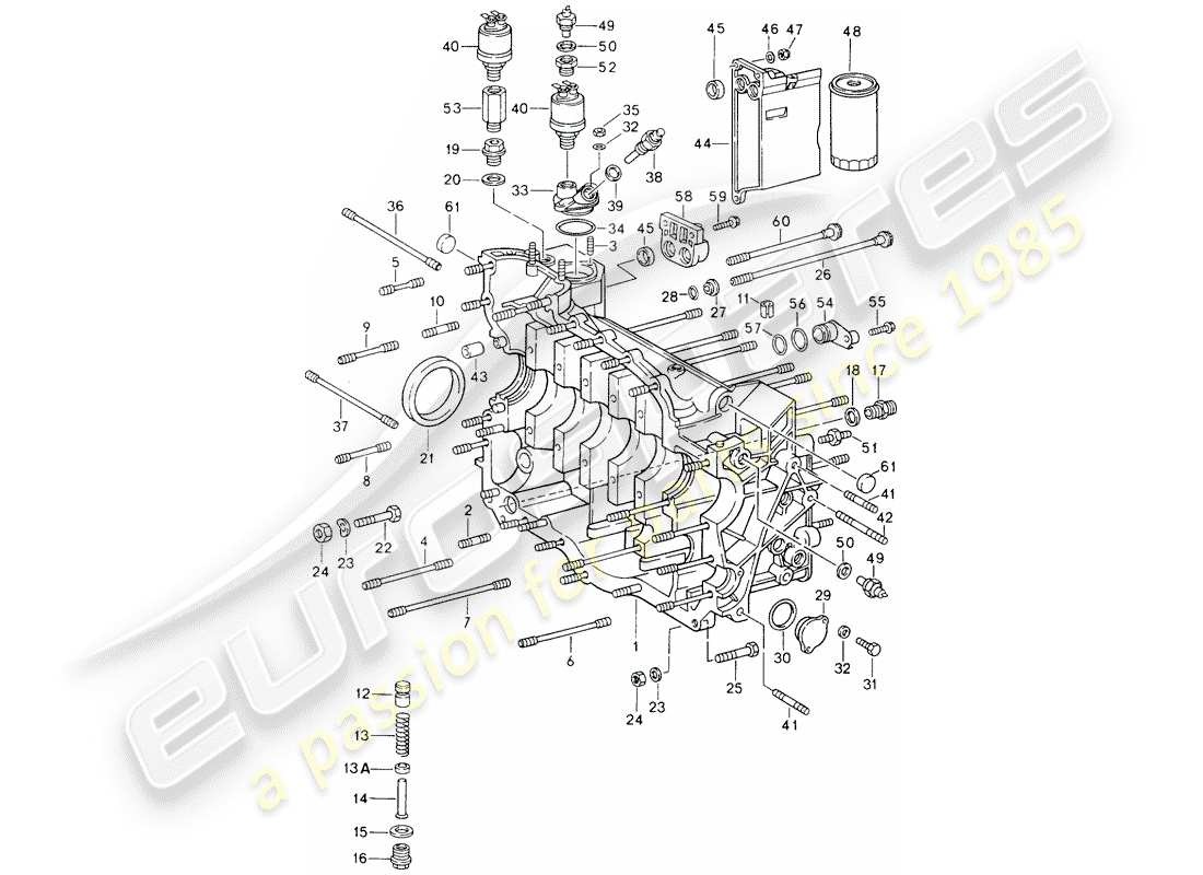 porsche 1994 (964) kurbelgehäuse-teilediagramm