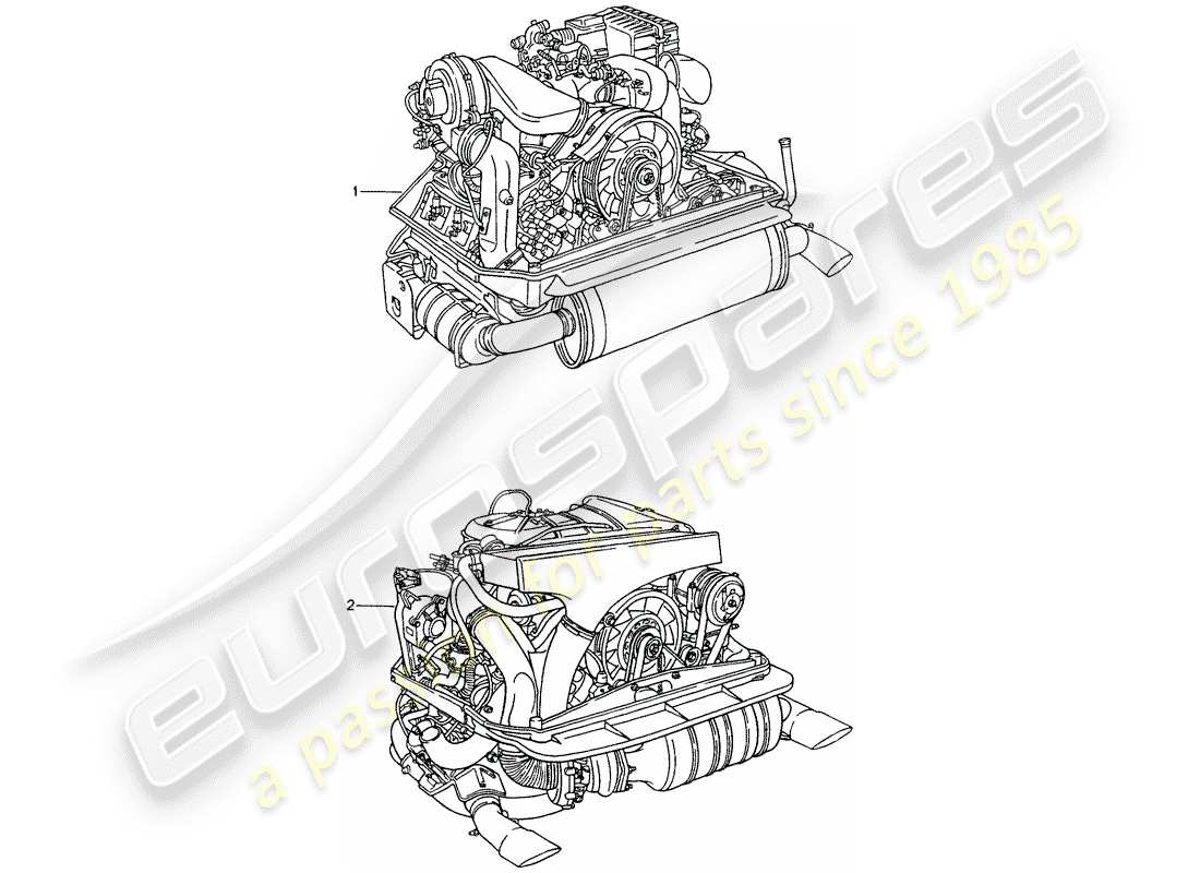 porsche 1994 (964) austauschmotor - bereit zum einbau teilediagramm