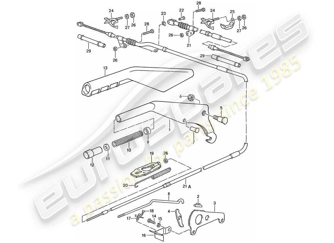porsche 1989 (928) aktuator - handbremse ersatzteildiagramm
