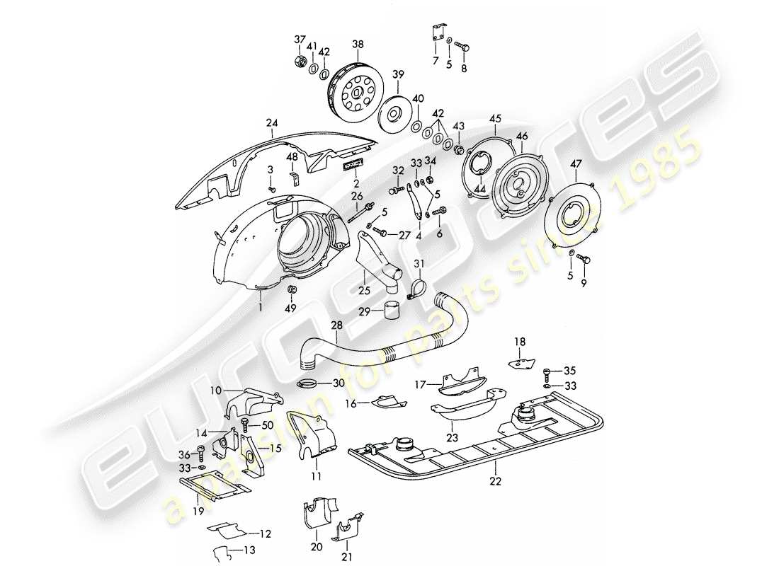 porsche 1968 (911/912) luftkühlung - luftkanal - und - motorabdeckung - für - (s)(d) ersatzteildiagramm