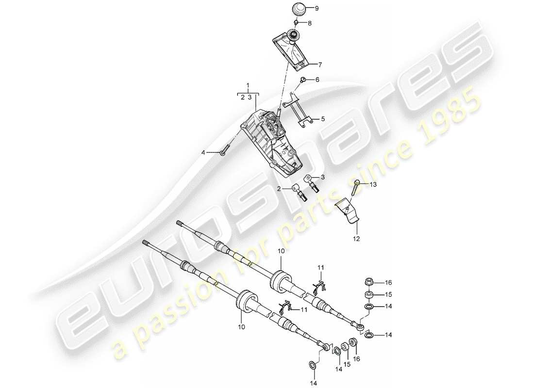 porsche 2004 (carrera gt) getriebesteuerung – manuelles getriebe teilediagramm