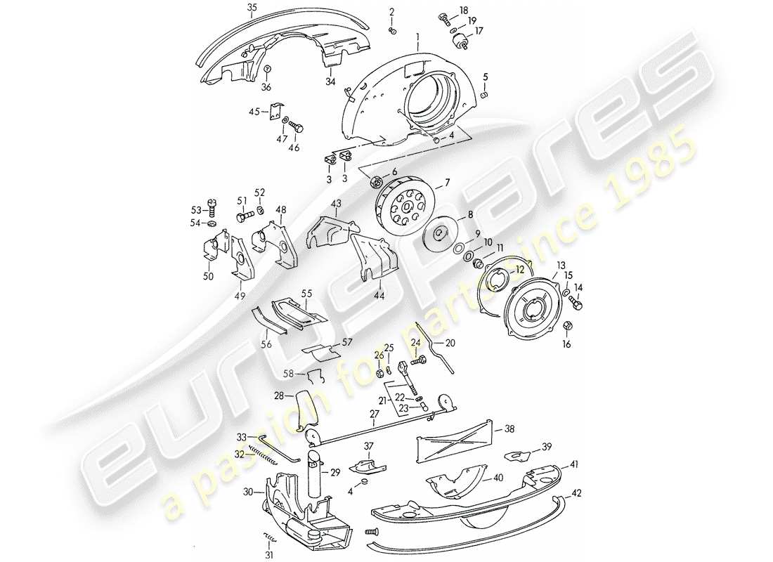 porsche 1955 (356/356a) luftkühlung teilediagramm
