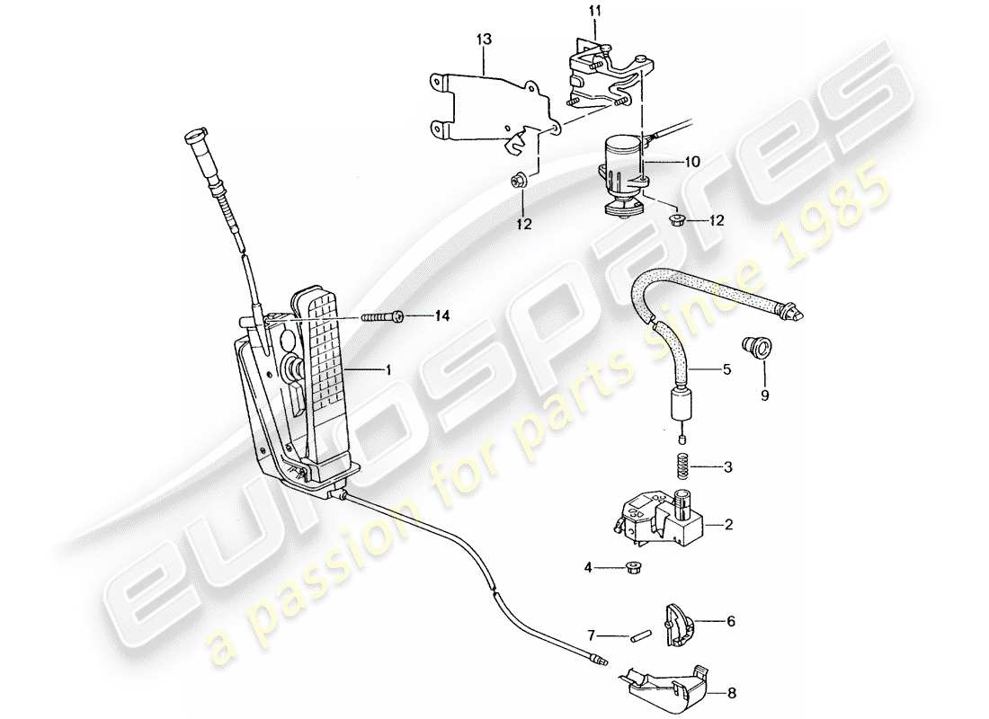 porsche 2003 (986 boxster) brems- und beschleunigungspedalbaugruppe - drosselklappensteuerung teilediagramm