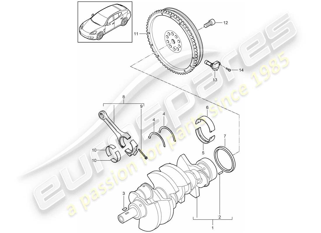 porsche 2016 (panamera 970) kurbelwelle teilediagramm
