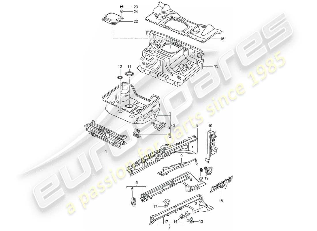 porsche 2003 (996 turbo / gt2) front end - einzelteile ersatzteildiagramm