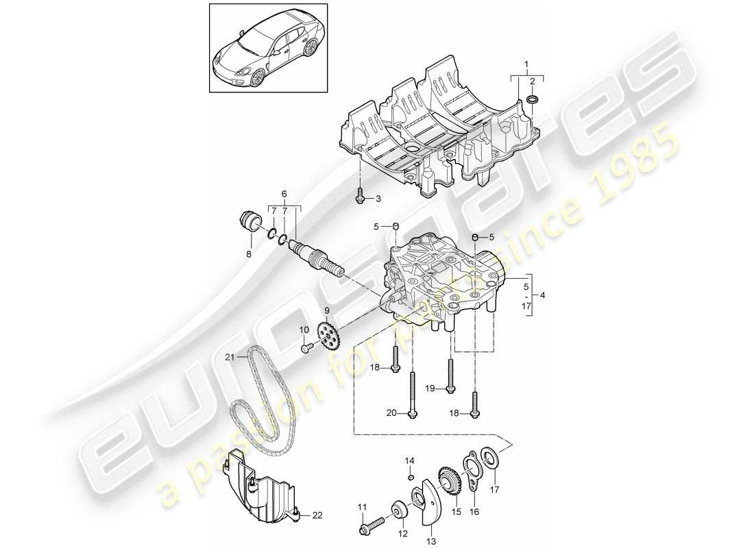 porsche 2014 (panamera 970) ölleitblech ersatzteildiagramm