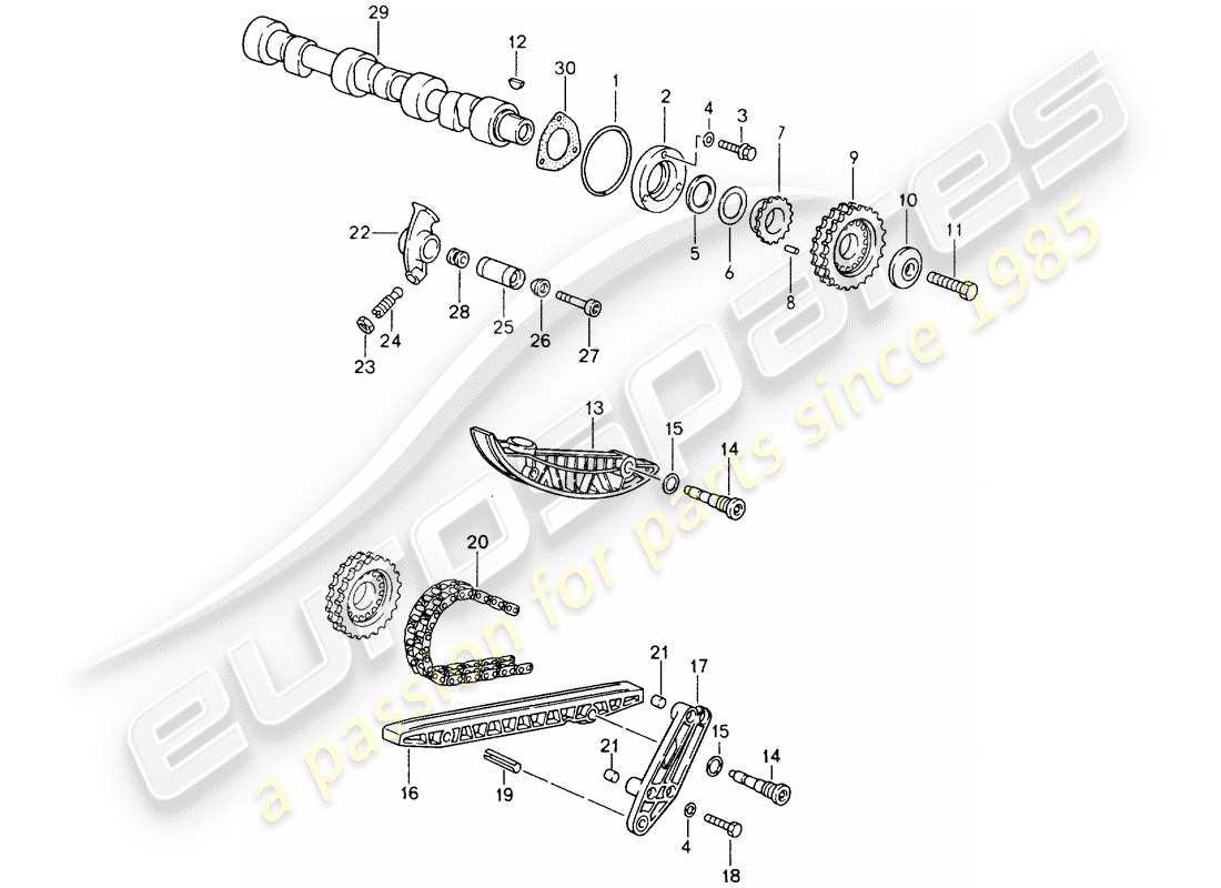 porsche 1990 (964) ventilsteuerung teilediagramm