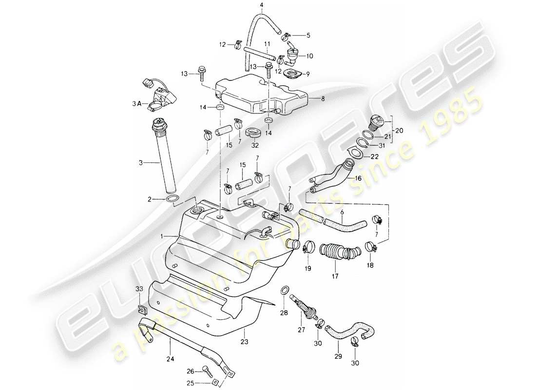 porsche 1990 (964) kraftstofftank teilediagramm