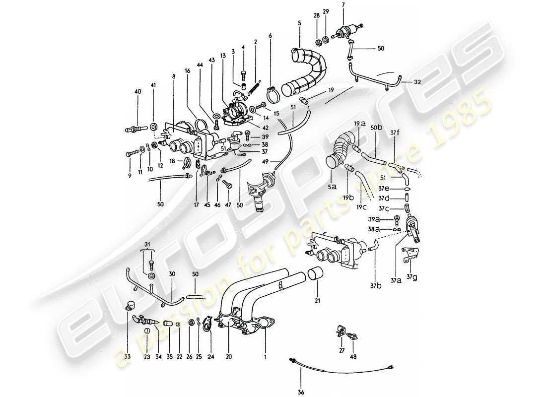 porsche 1970 (914) teilediagramm des einspritzsystems