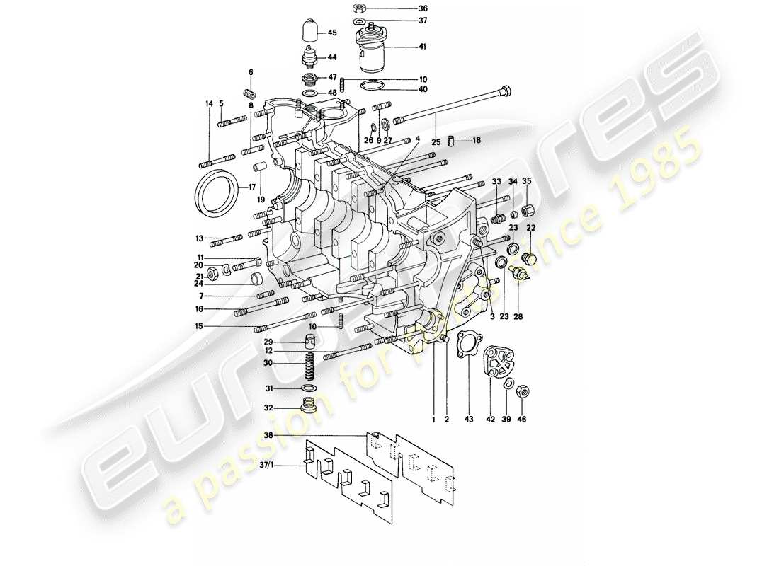 porsche 1973 (914) kurbelgehäuse teilediagramm