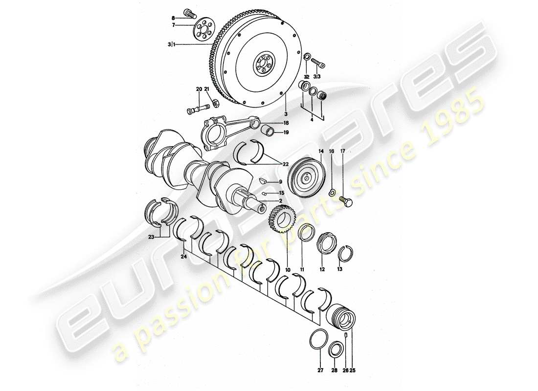 porsche 1976 (911 turbo) kurbelwelle teilediagramm
