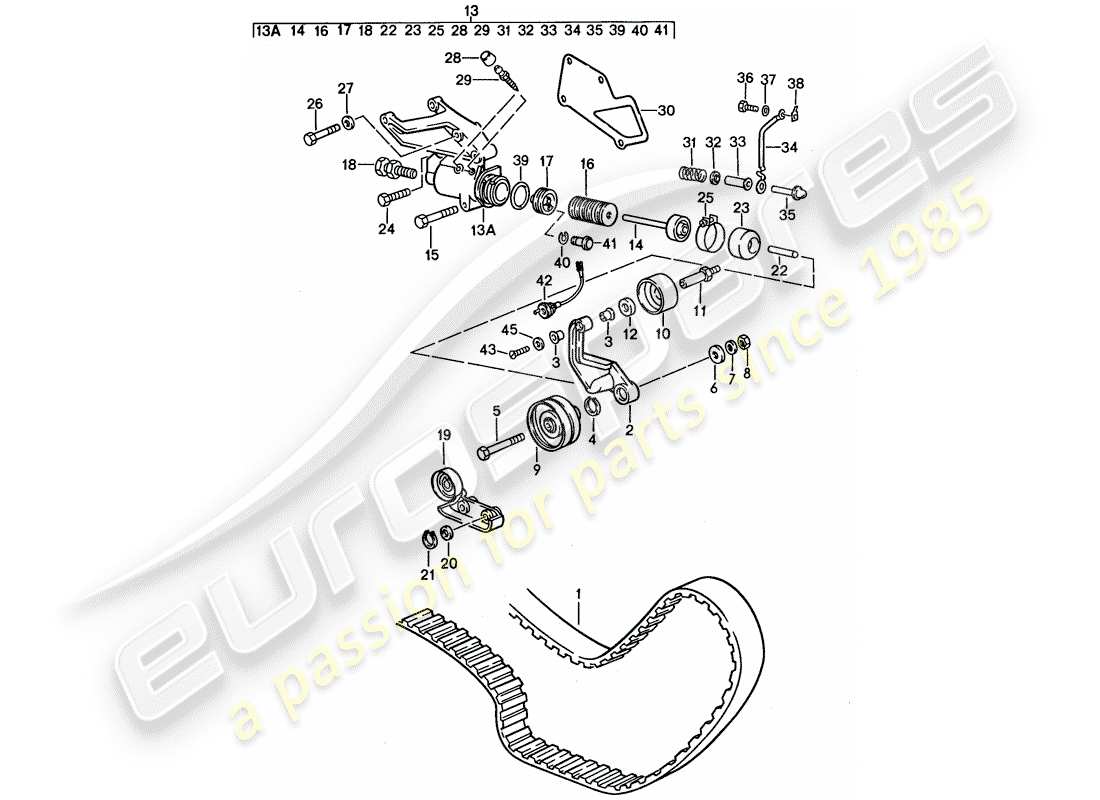 porsche 1988 (928) antriebsmechanismus - nockenwelle ersatzteildiagramm
