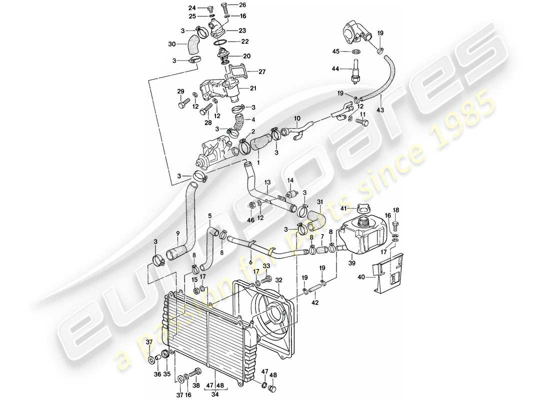 porsche 1979 (924) wasserkühlung teilediagramm