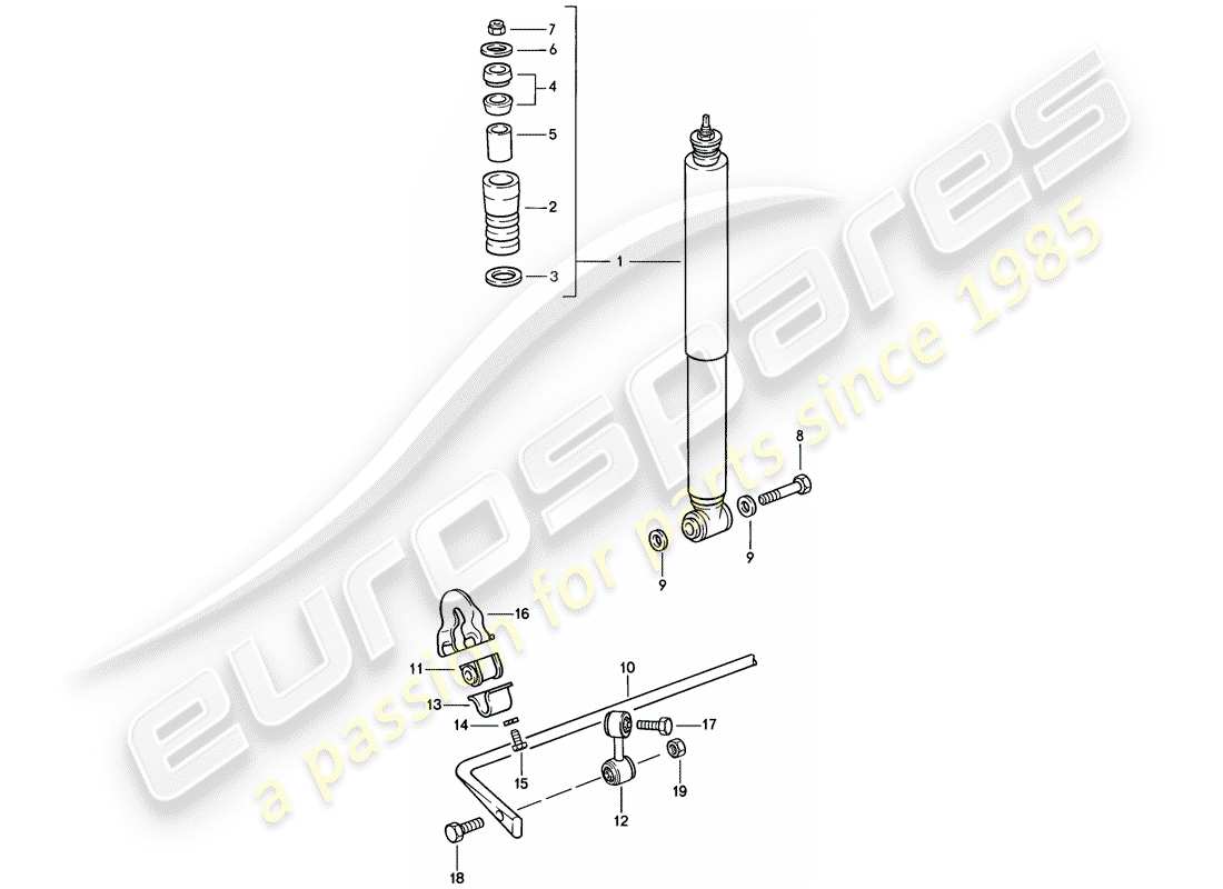 porsche 1989 (911) vibrationsdämpfer - stabilisator ersatzteildiagramm