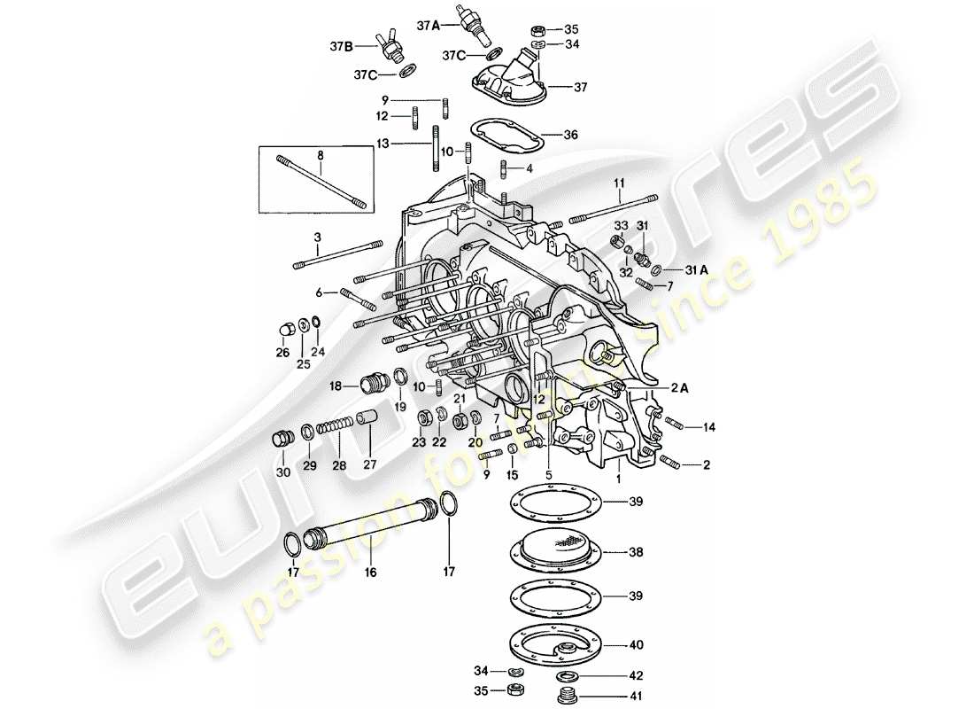 porsche 1980 (911) kurbelgehäuse - reparatursatz für wartung - siehe abbildung: ersatzteildiagramm