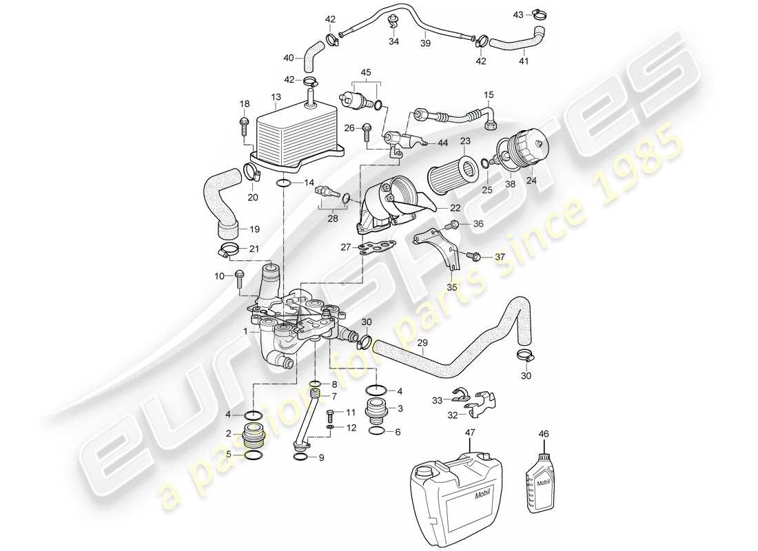 porsche 2003 (996 turbo / gt2) ölfilter - halterung ersatzteildiagramm