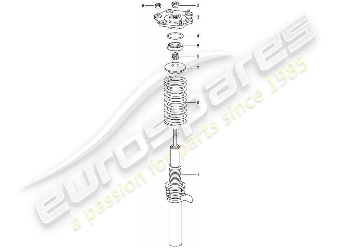 porsche 2002 (996 turbo / gt2) aufhängung - stossdämpferfeder ersatzteildiagramm