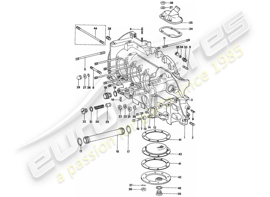 porsche 1971 (914) kurbelgehäuse-teilediagramm