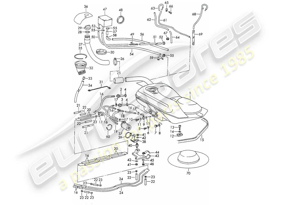 porsche 1965 (911/912) kraftstoffsystem teilediagramm