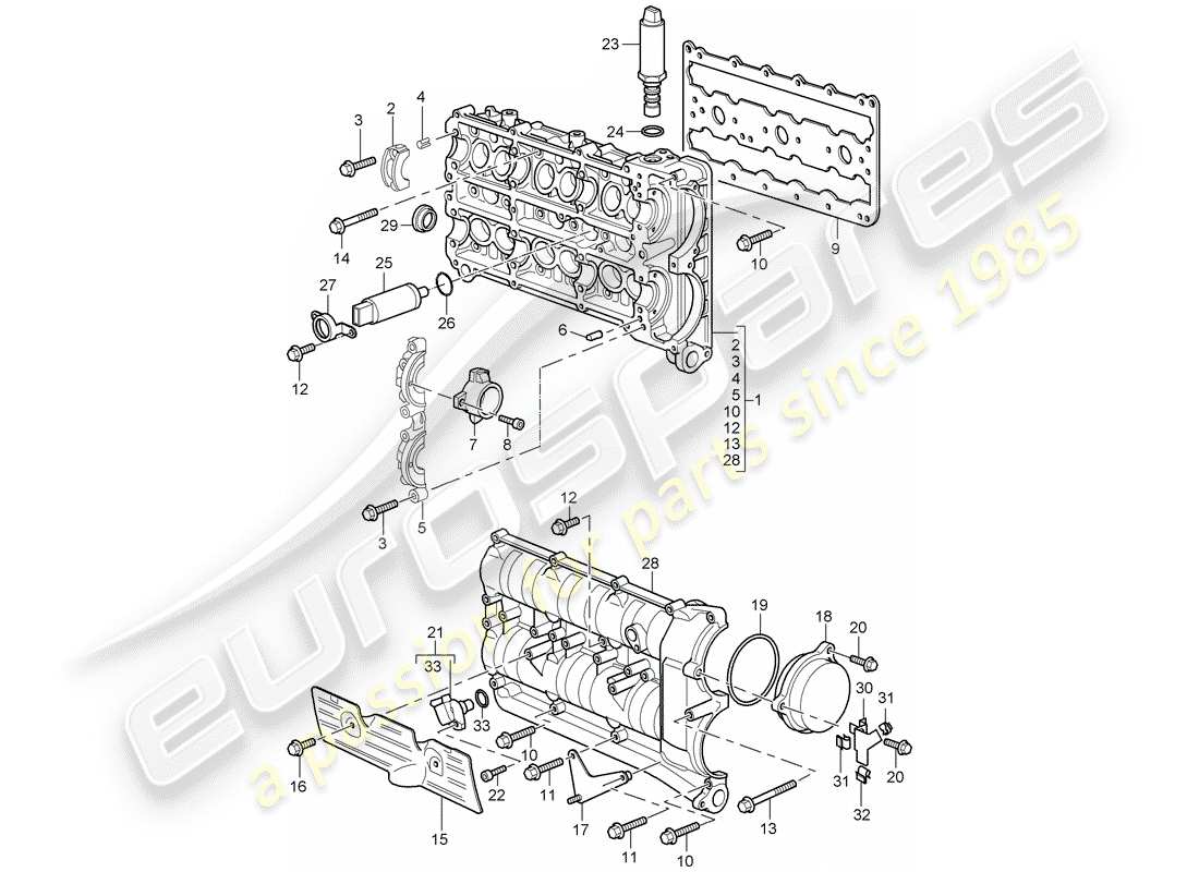 porsche 2003 (996 turbo / gt2) nockenwellengehäuse ersatzteildiagramm