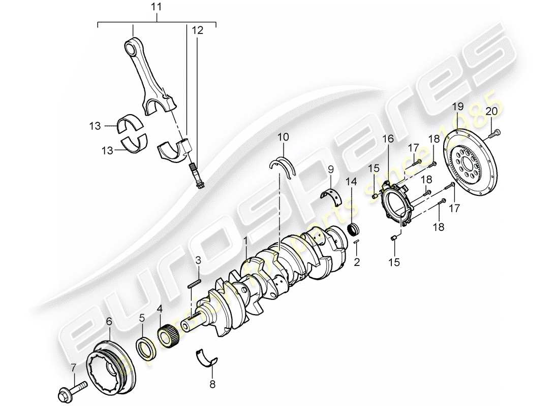 porsche 2004 (carrera gt) kurbelwelle - pleuelstangen ersatzteildiagramm