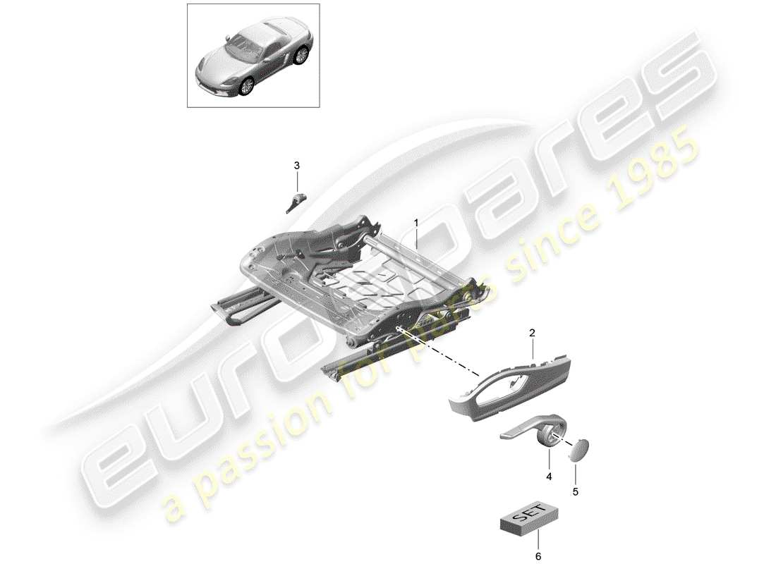 porsche 2018 (718 boxster) sitzrahmen teilediagramm