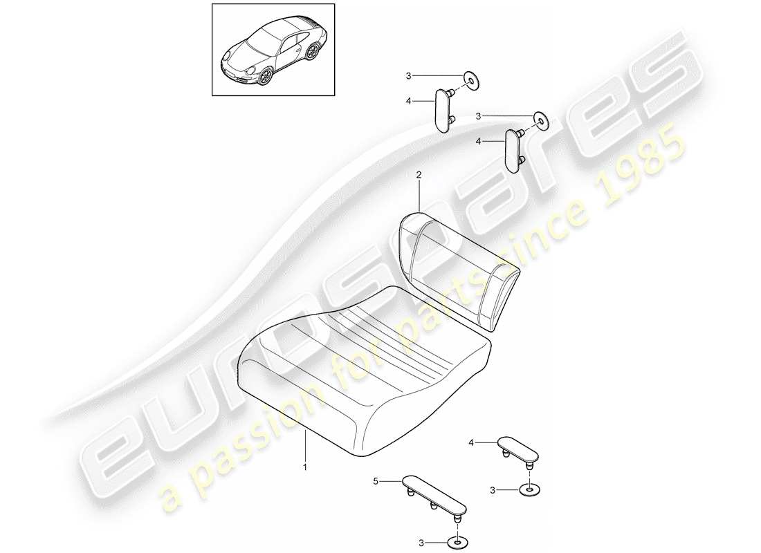 porsche 2011 (997-2) rücksitzkissen ersatzteildiagramm