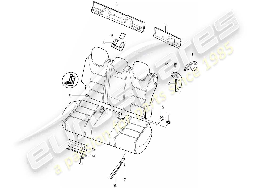 porsche 2005 (cayenne e1 9pa) rückenlehne, ersatzteildiagramm