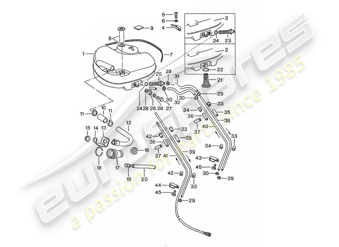 porsche 1976 (911) kraftstoffsystem - für fahrzeuge mit - hilfshalter aus stahl ersatzteildiagramm