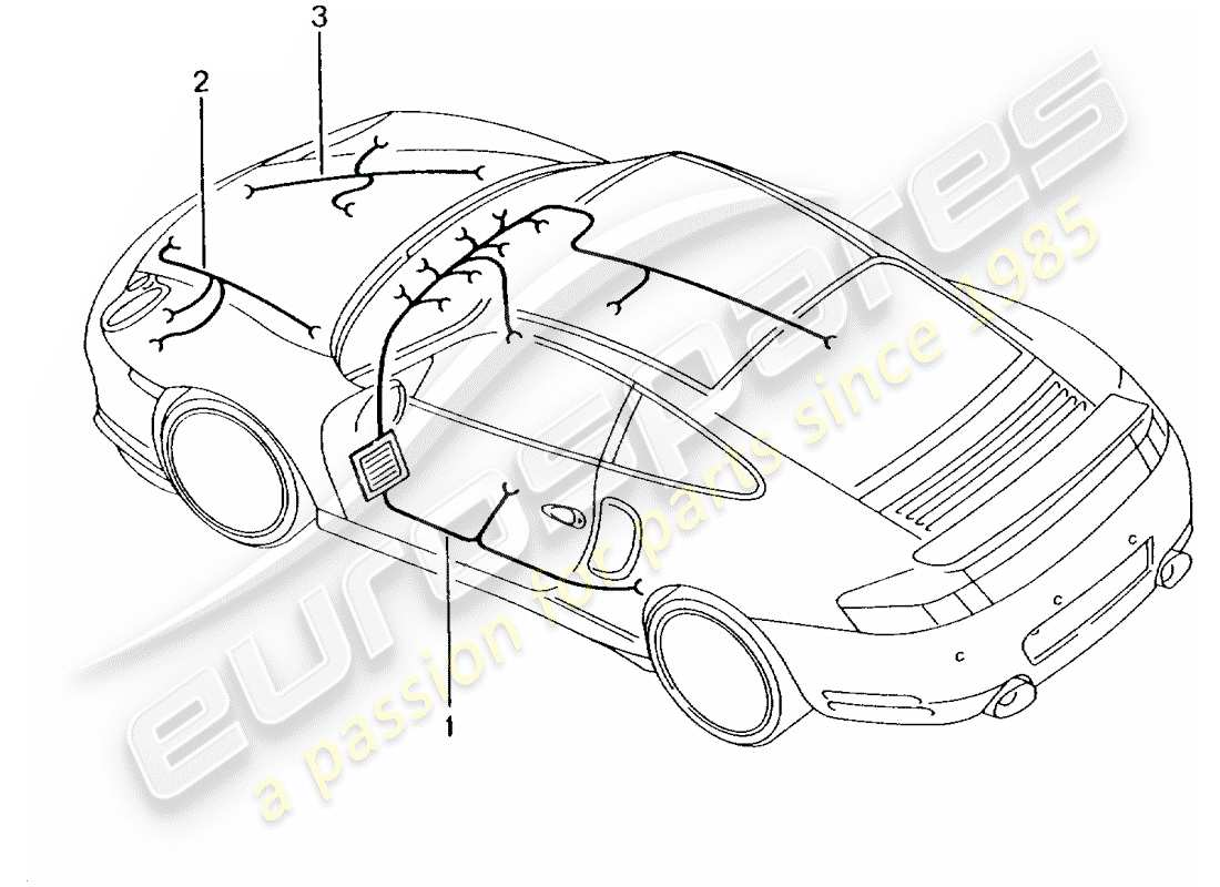 porsche 2004 (996 turbo / gt2) kabelbäume - fahrgastraum - handschuhfach - vorderer gepäckraum - reparatursatz - anti-blockiersystem -abs- - bremsbelagverschleissanzeige - vorderachse ersatzteildiagramm