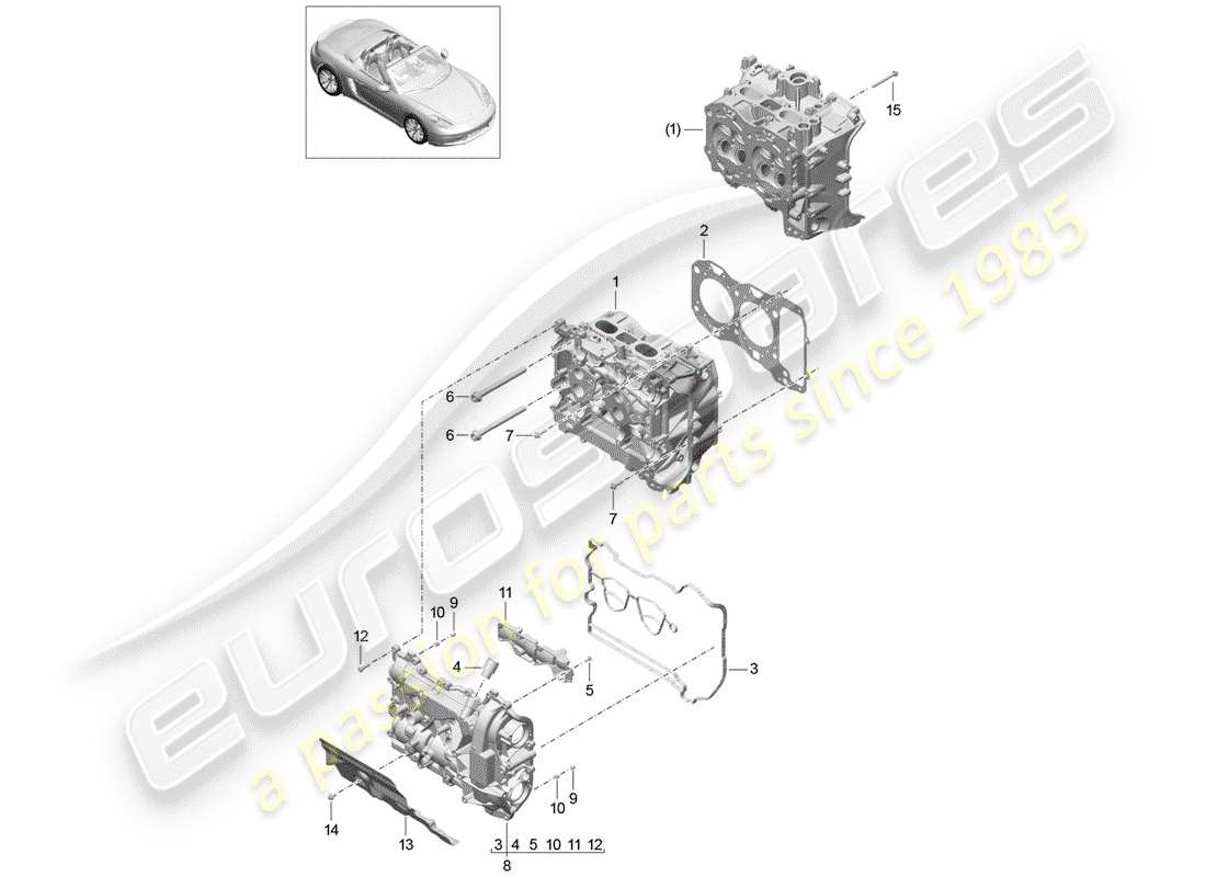 porsche 2017 (718 boxster) zylinderkopf teilediagramm