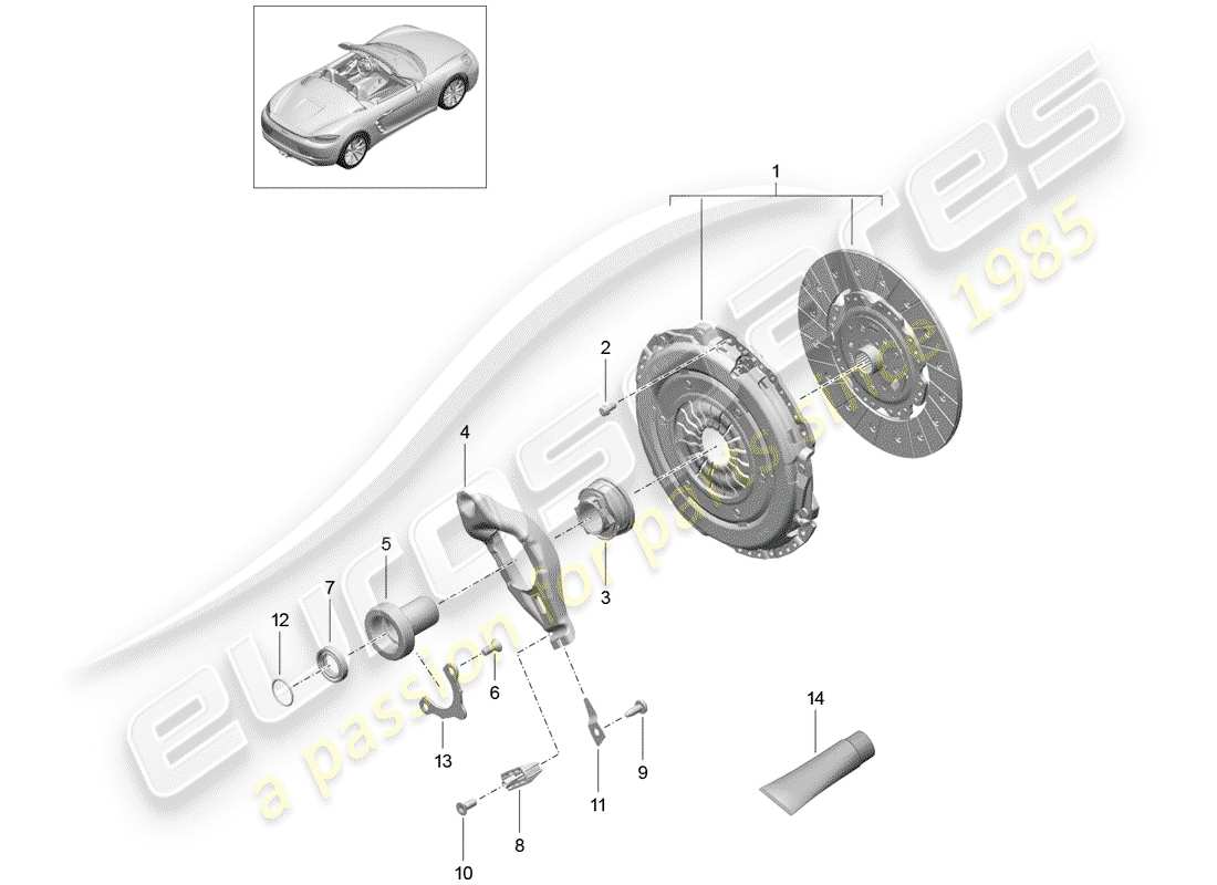 porsche 2017 (718 boxster) kupplung teilediagramm