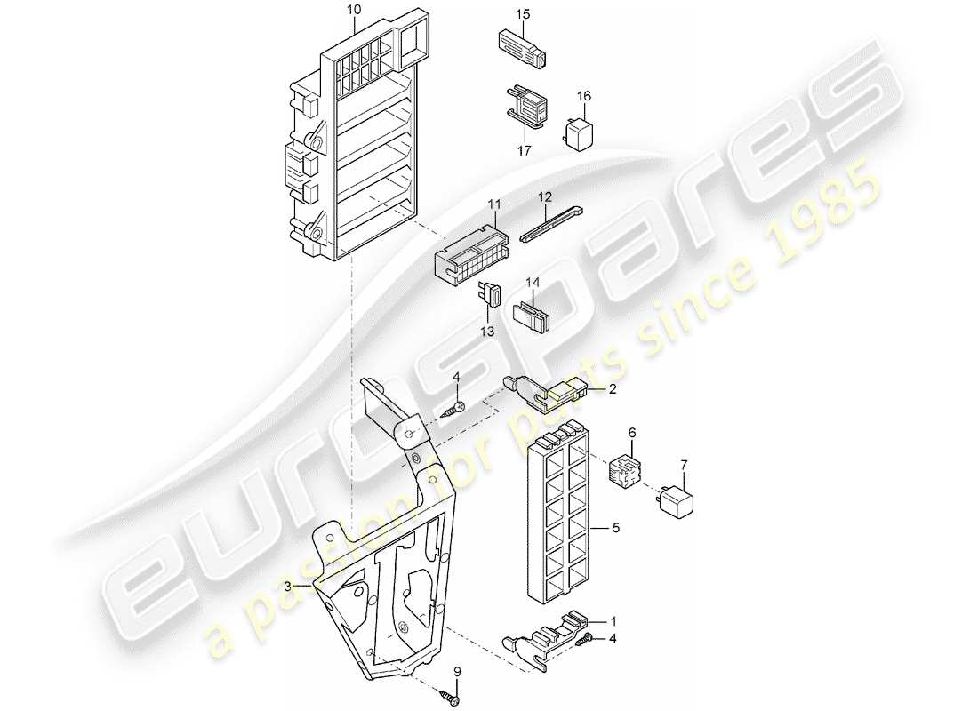 porsche 2004 (carrera gt) sicherungskasten/relaisplatte - armaturenbrett ersatzteildiagramm