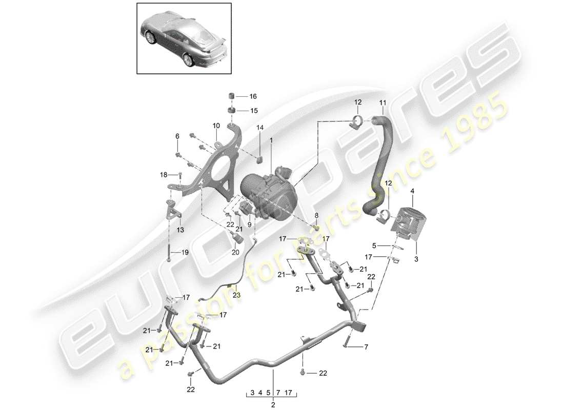 porsche 2016 (991-1 r/gt3/rs) sekundärluftpumpe teilediagramm