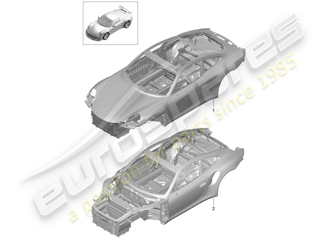 porsche 2016 (991-1 r/gt3/rs) karosserie - teilediagramm