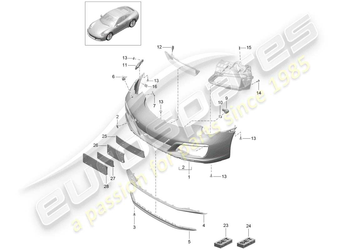 porsche 2020 (991-2) stoßstange ersatzteildiagramm
