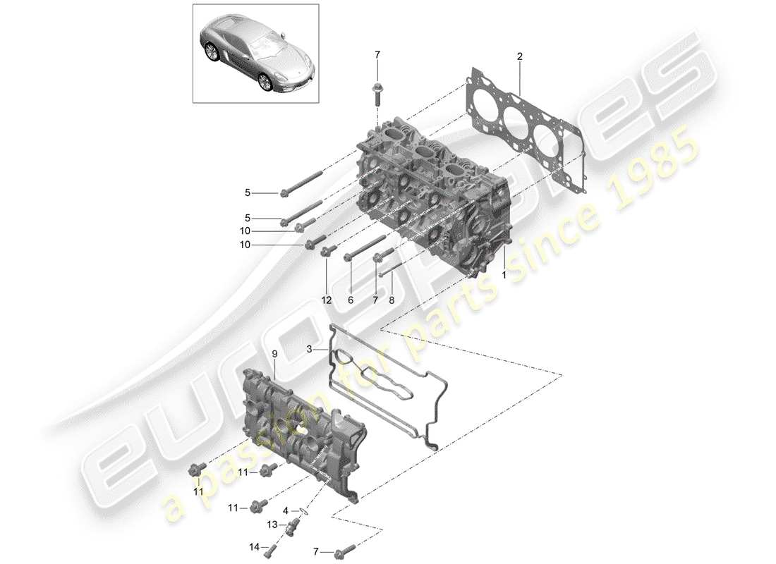 porsche 2015 (981 cayman) zylinderkopf teilediagramm