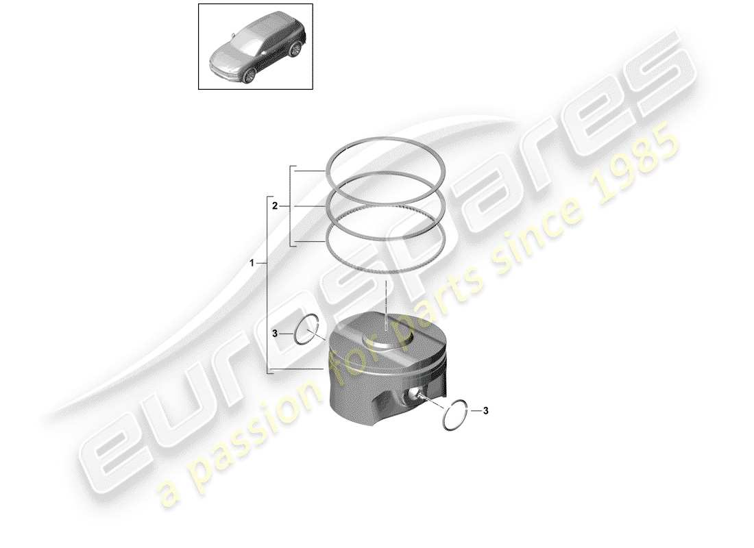 porsche 2020 (cayenne e3 9ya/9yb) kolben komplett ersatzteildiagramm
