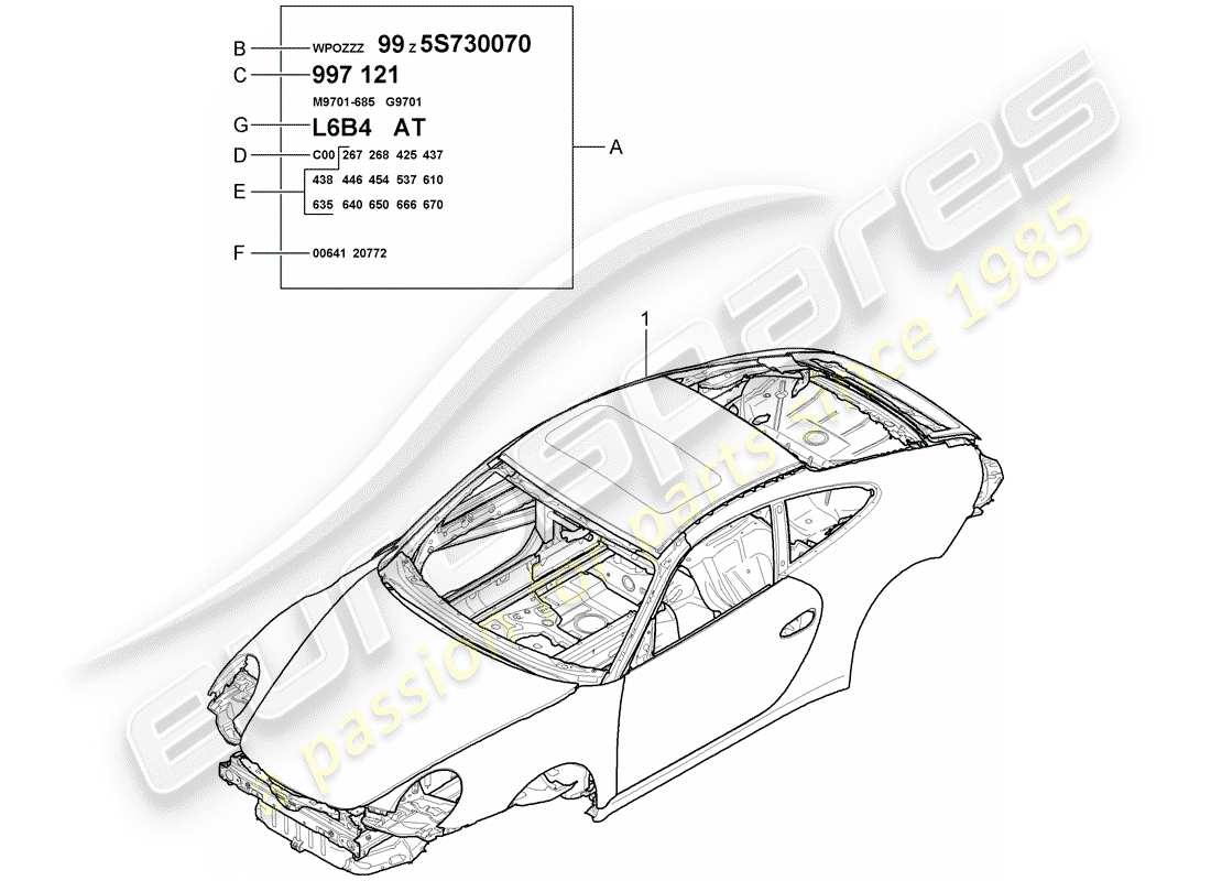 porsche 2007 (997-1) karosserie teilediagramm