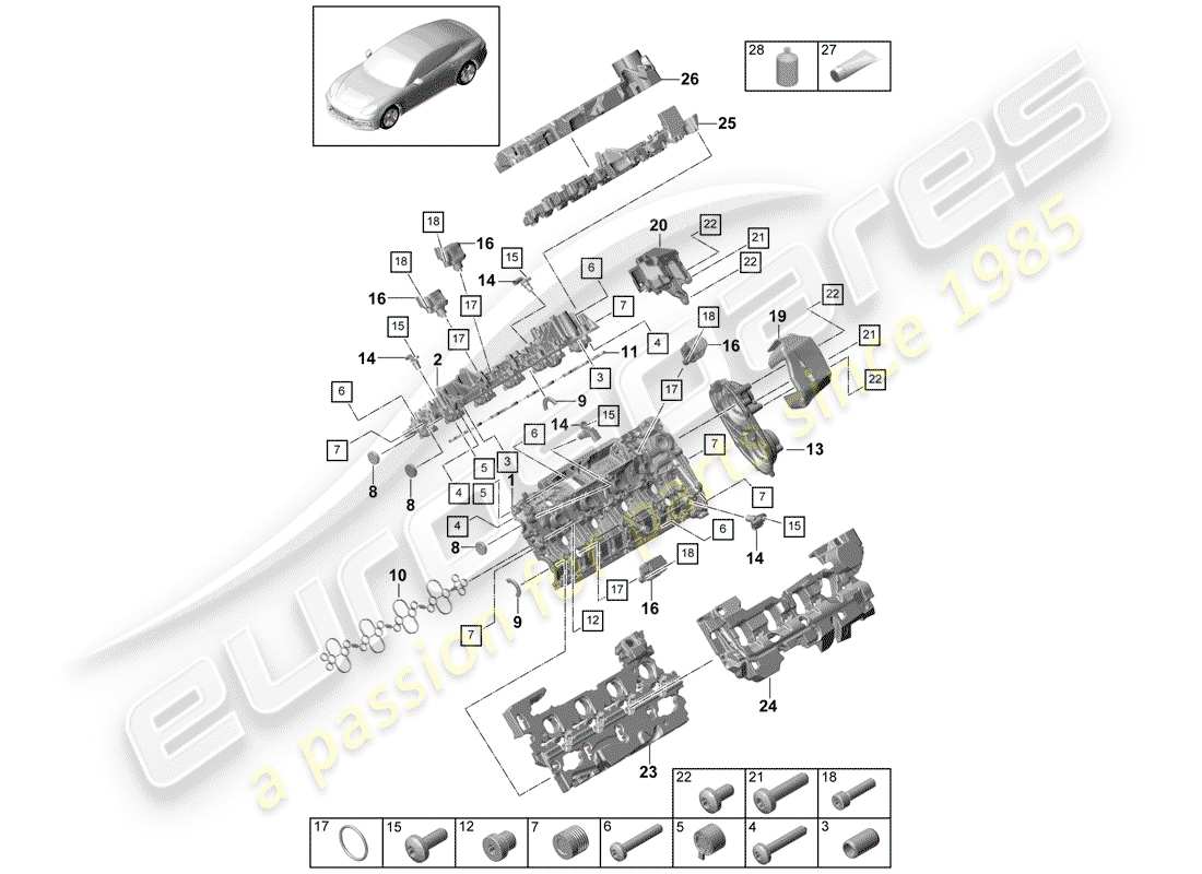 porsche 2020 (panamera 971-1) zylinderkopfdeckel ersatzteildiagramm