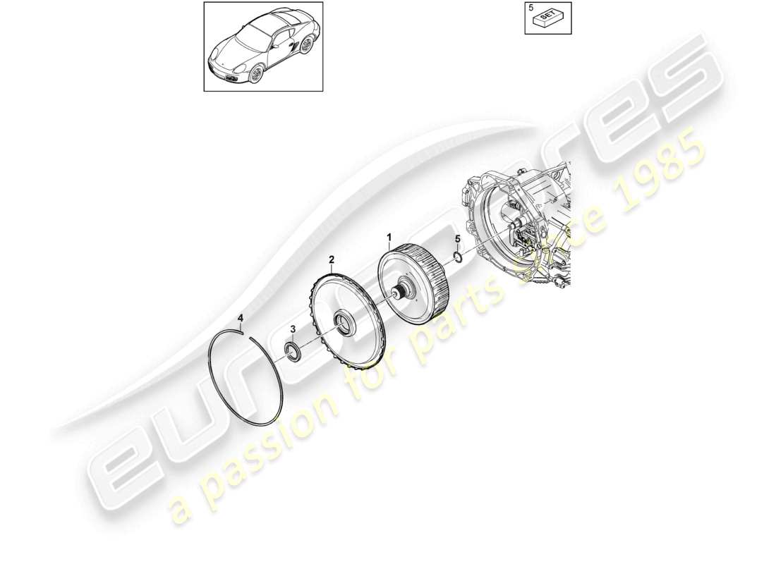 porsche 2012 (987 cayman) - pdk - getriebekupplung für doppelkupplungsgetriebe teilediagramm