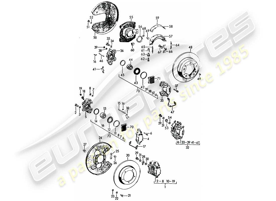 porsche 1964 (356b/356c) brems-ersatzteildiagramm