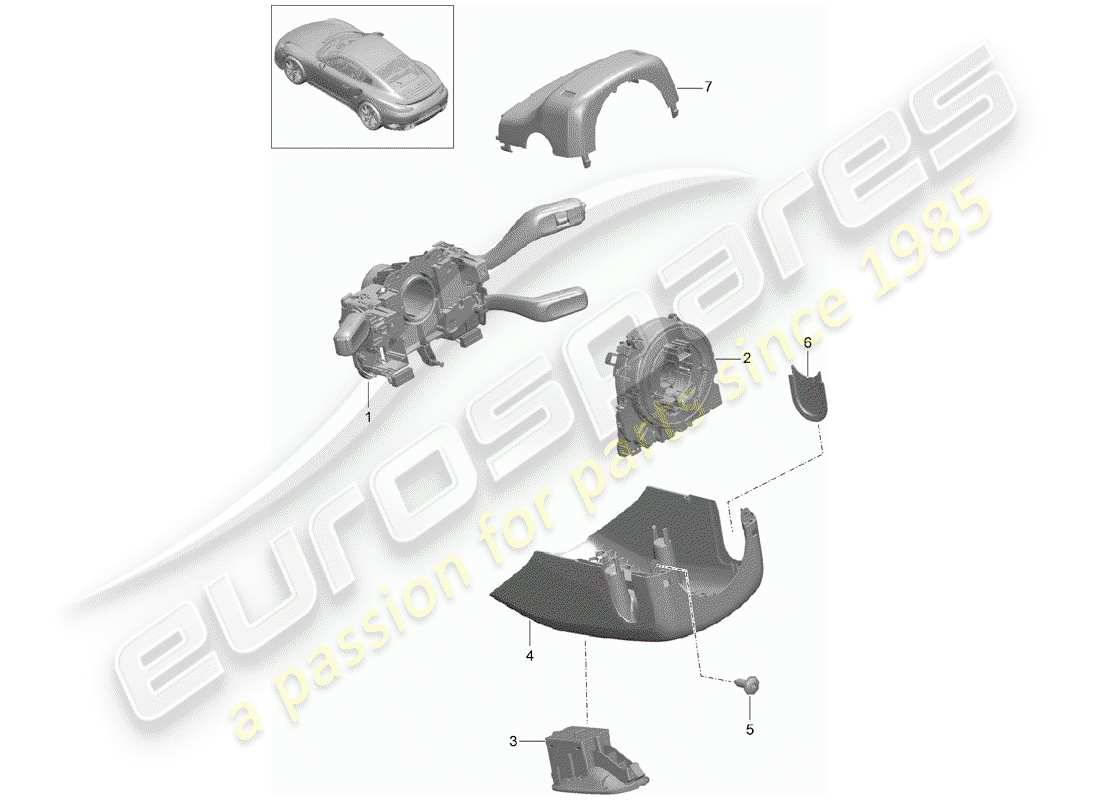 porsche 2020 (991-2 turbo) lenkstockschalter ersatzteildiagramm