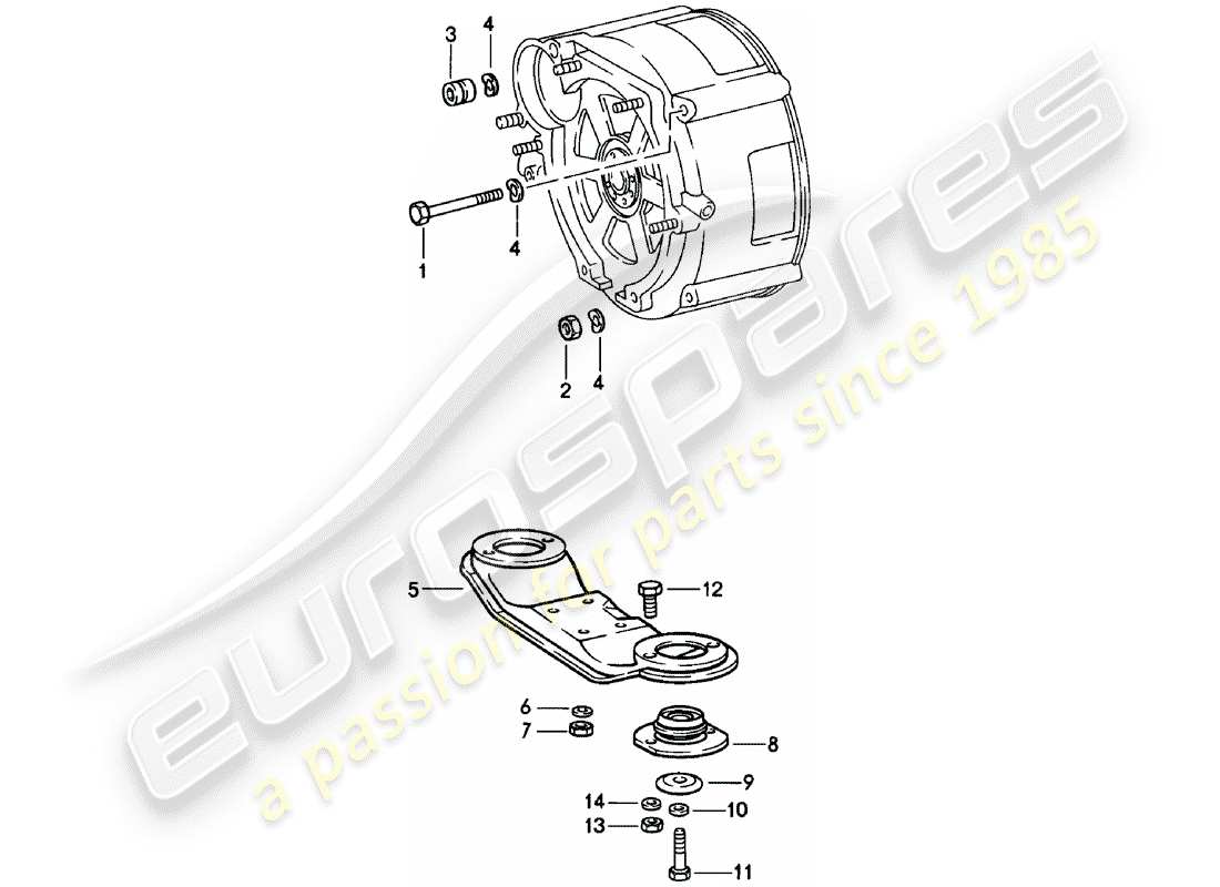 porsche 1982 (911) getriebeaufhängung - spm ersatzteildiagramm